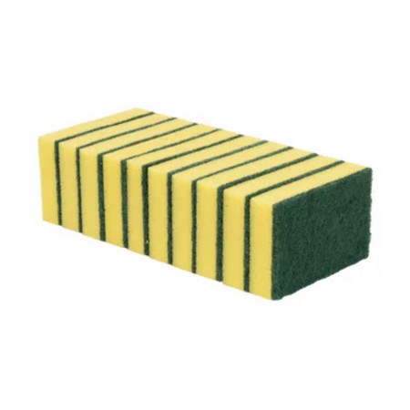GREEN/YELLOW SPONGE SCOURERS X 10